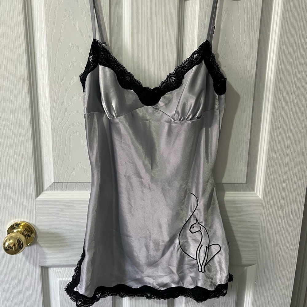 Baby phat silver satin Y2k slip top